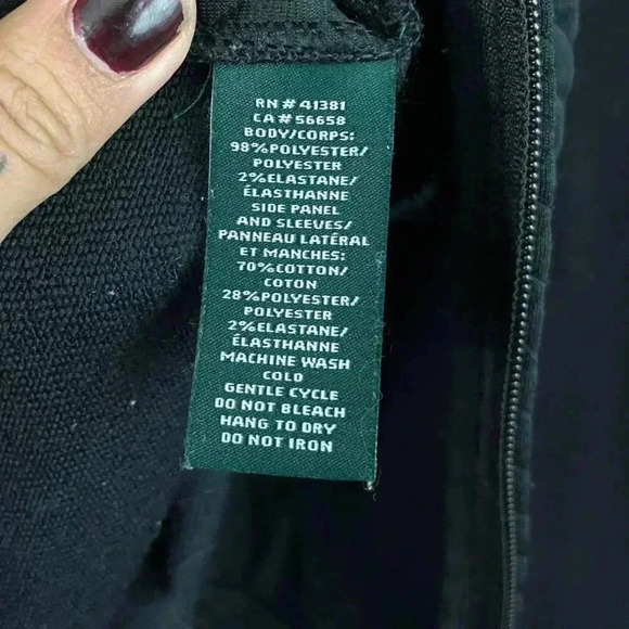 Lauren Ralph Lauren Womens Quilted Black Zip Up Blazer Top LARGE Collared - Picture 5 of 11